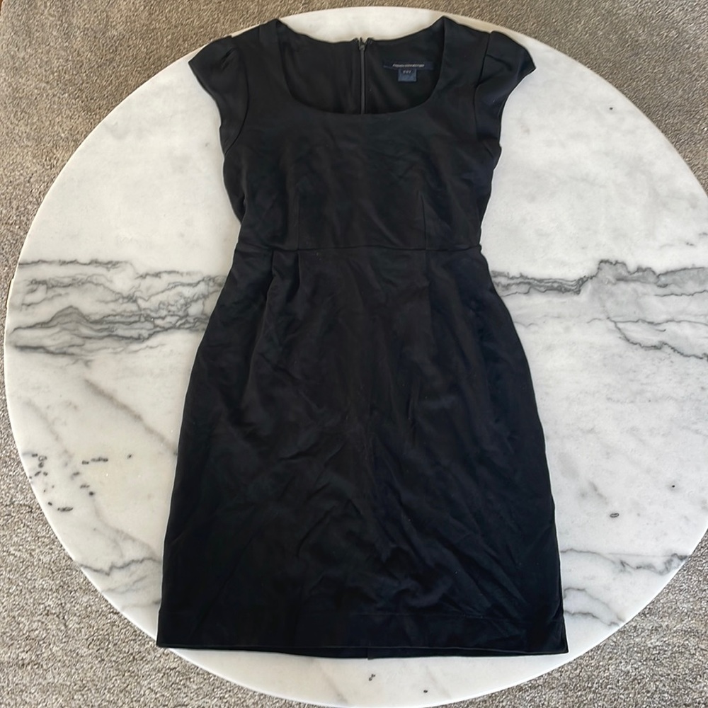 French Connection Black Jersey Dress with Cap Sleeve - Size 8